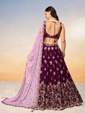 Amazing Wine Embroidered Georgette Bridesmaid Lehenga Choli