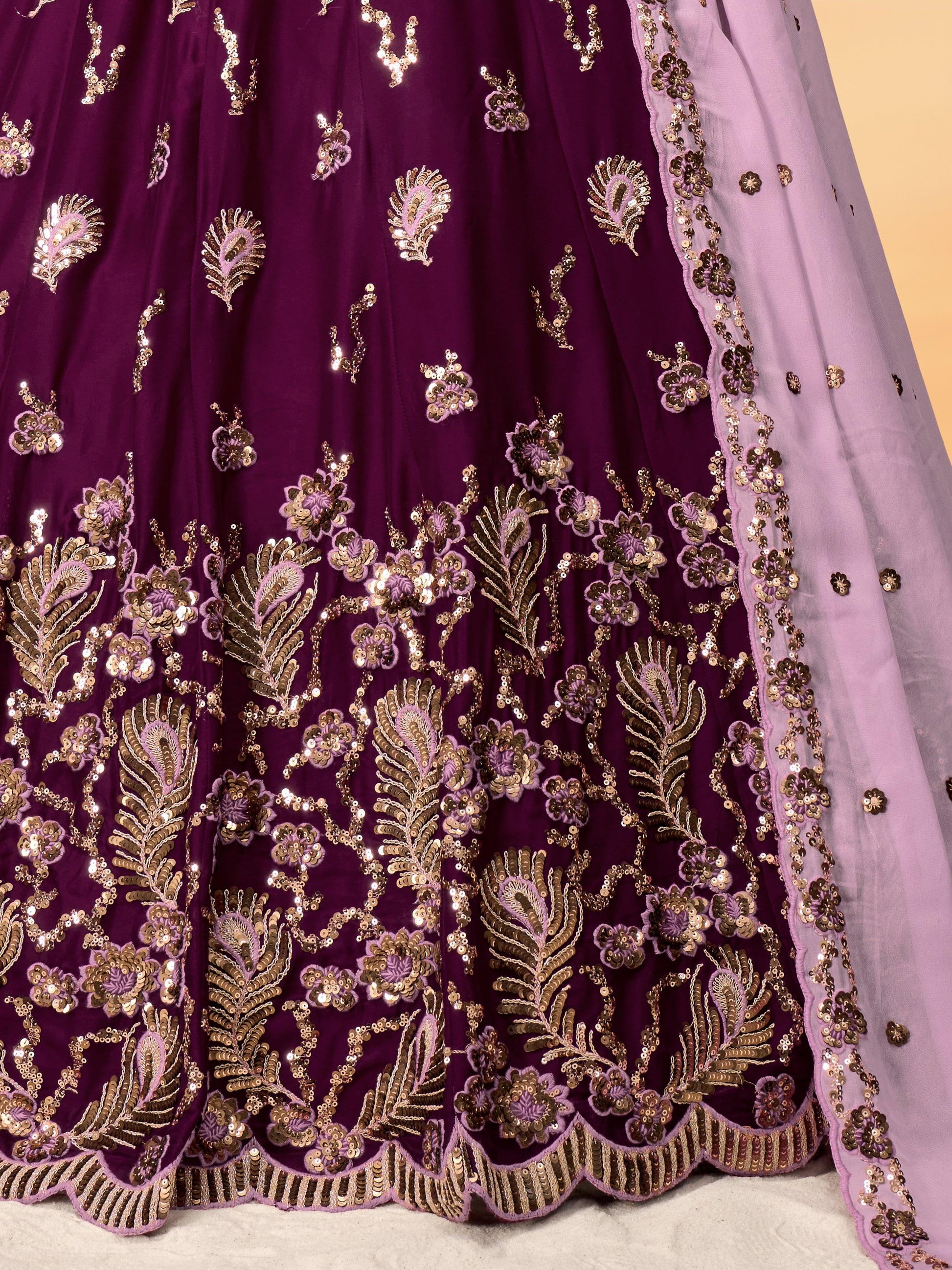 Amazing Wine Embroidered Georgette Bridesmaid Lehenga Choli