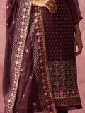 Amazing Wine Thread Work Georgette Festive Wear Straight Top With Pant - Zeel Clothing