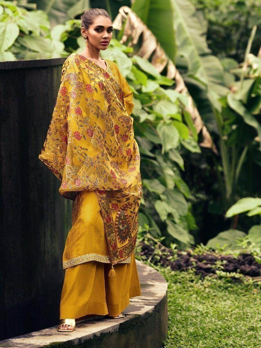 Amazing Yellow Embroidered Muslin Silk Festive Wear Pakistani Salwar Suit - Zeel Clothing