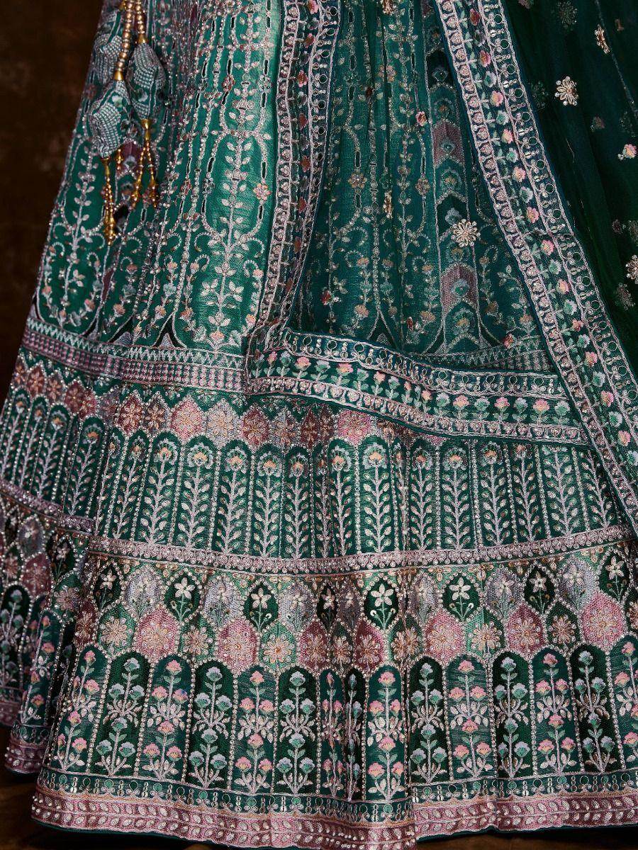 Amusing Green Sequins Art Silk Reception Wear Lehenga Choli - Zeel Clothing