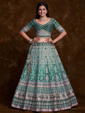 Amusing Green Sequins Art Silk Reception Wear Lehenga Choli - Zeel Clothing