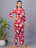 Amusing Red-Color Digital Printed Rayon Office Wear Co-Ord Set - Zeel Clothing