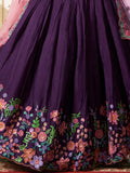 Charming Purple Sequins Silk Sangeet Wear Lehenga Choli