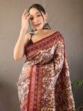 Appealing Cream Digital Printed Silk Event Wear Saree - Zeel Clothing