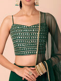 Appealing Dark Green Georgette Events Wear Lehenga Choli With Dupatta