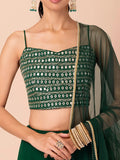 Appealing Dark Green Georgette Events Wear Lehenga Choli With Dupatta - Zeel Clothing
