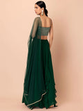 Appealing Dark Green Georgette Events Wear Lehenga Choli With Dupatta - Zeel Clothing