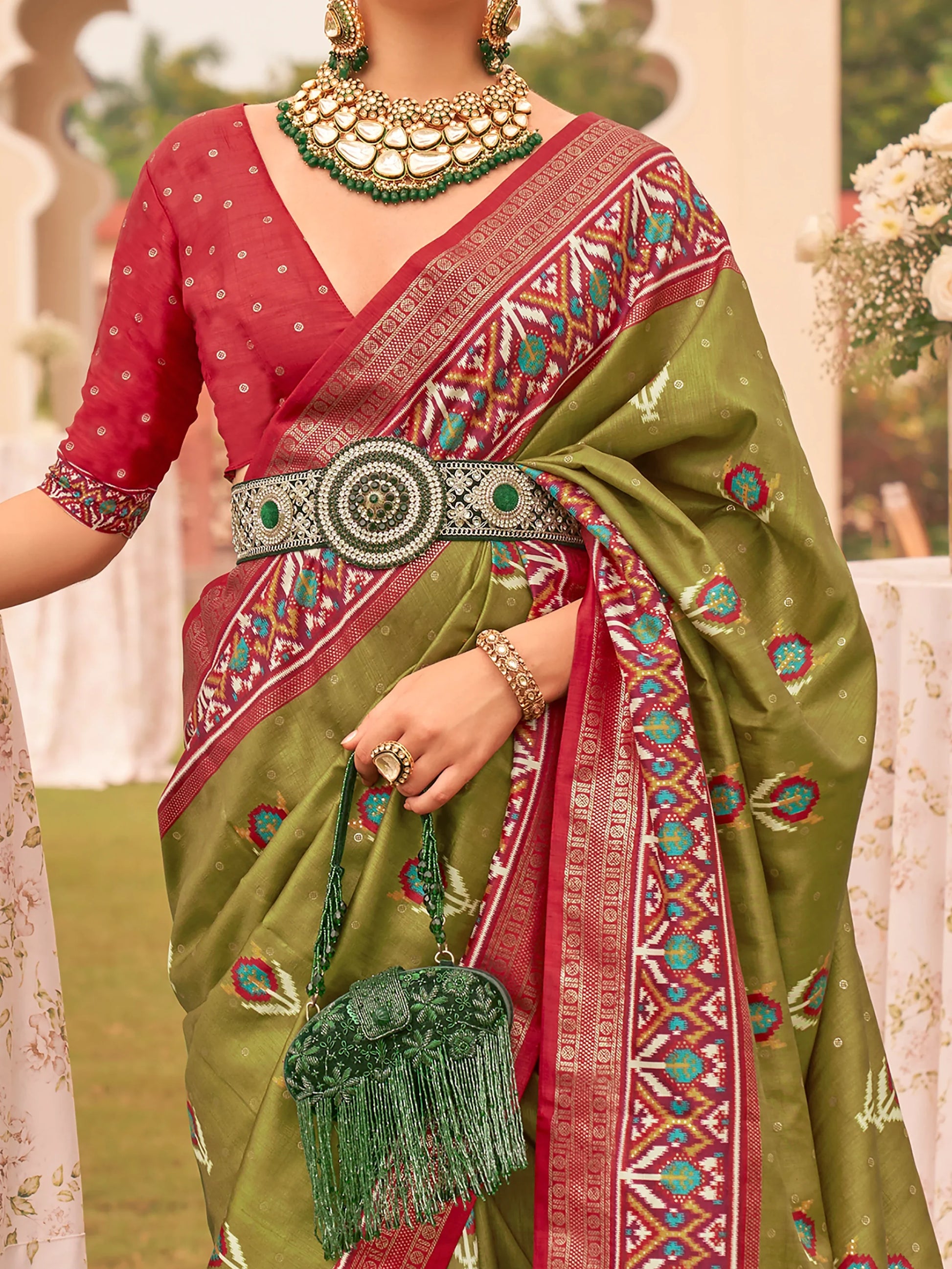 Appealing Green Patola Printed Silk Traditional Saree With Blouse - Zeel Clothing