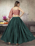 Appealing Green Sequins Work Silk Ready-Made Crop Top Lehenga - Zeel Clothing
