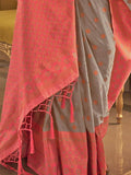Appealing Grey Zari Woven Silk Traditional Wear Saree With Blouse - Zeel Clothing