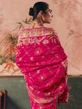 Appealing Hot Pink Weaving Work Silk Engagement Wear Saree With Blouse