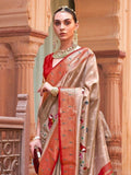 Appealing Light Brown Paithani Printed Event Wear Silk Saree - Zeel Clothing