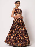 Appealing Purple Floral Printed Silk Reception Wear Lehenga Choli - Zeel Clothing