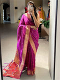 Appealing Purple Zari Weaving Jacquard Silk Festival Wear Saree - Zeel Clothing