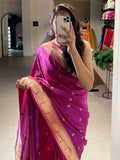 Appealing Purple Zari Weaving Jacquard Silk Festival Wear Saree - Zeel Clothing
