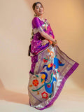 Appealing Purple Zari Weaving Paithani Silk Saree With Blouse - Zeel Clothing