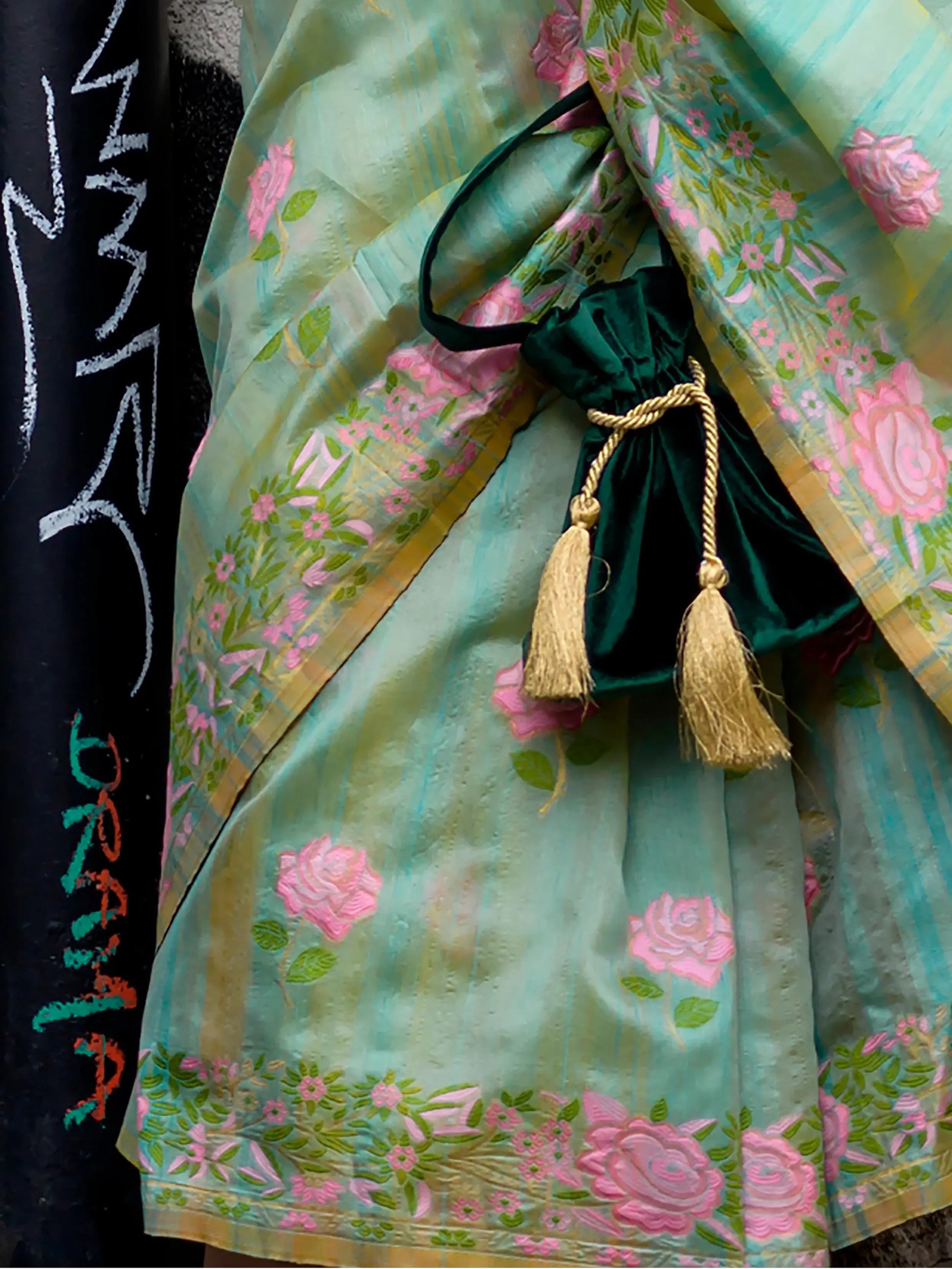 Appealing Sea-Green Floral Printed Silk Wedding Wear Saree - Zeel Clothing