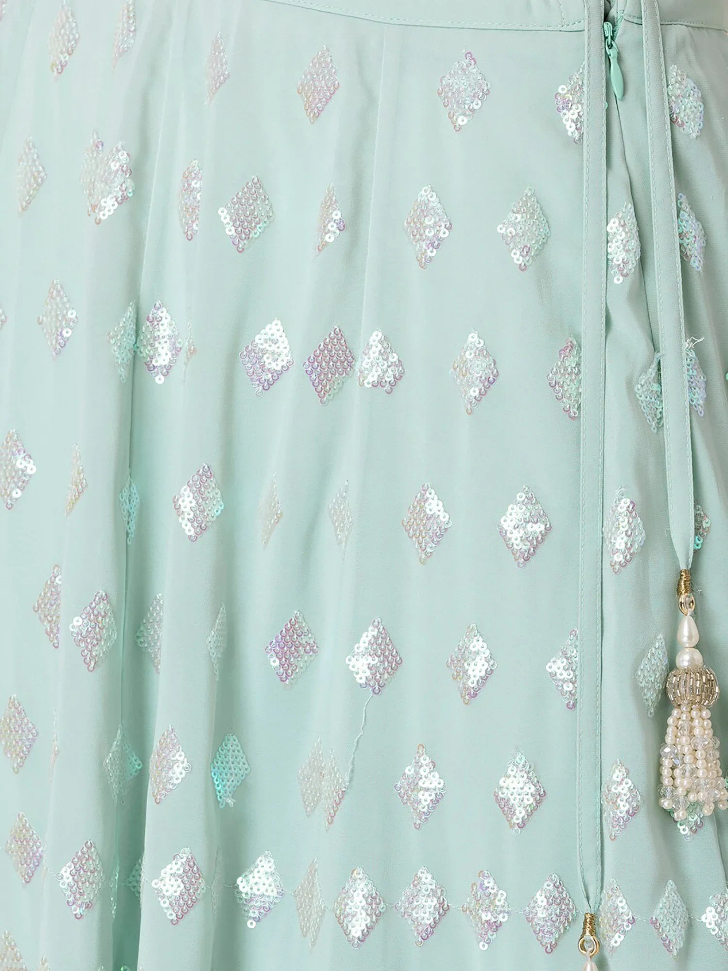 Appealing Sky-Blue Sequins Georgette Wedding Wear Lehenga Choli - Zeel Clothing