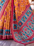 Appealing Yellow Patola Printed Silk Wedding Wear Saree With Blouse - Zeel Clothing