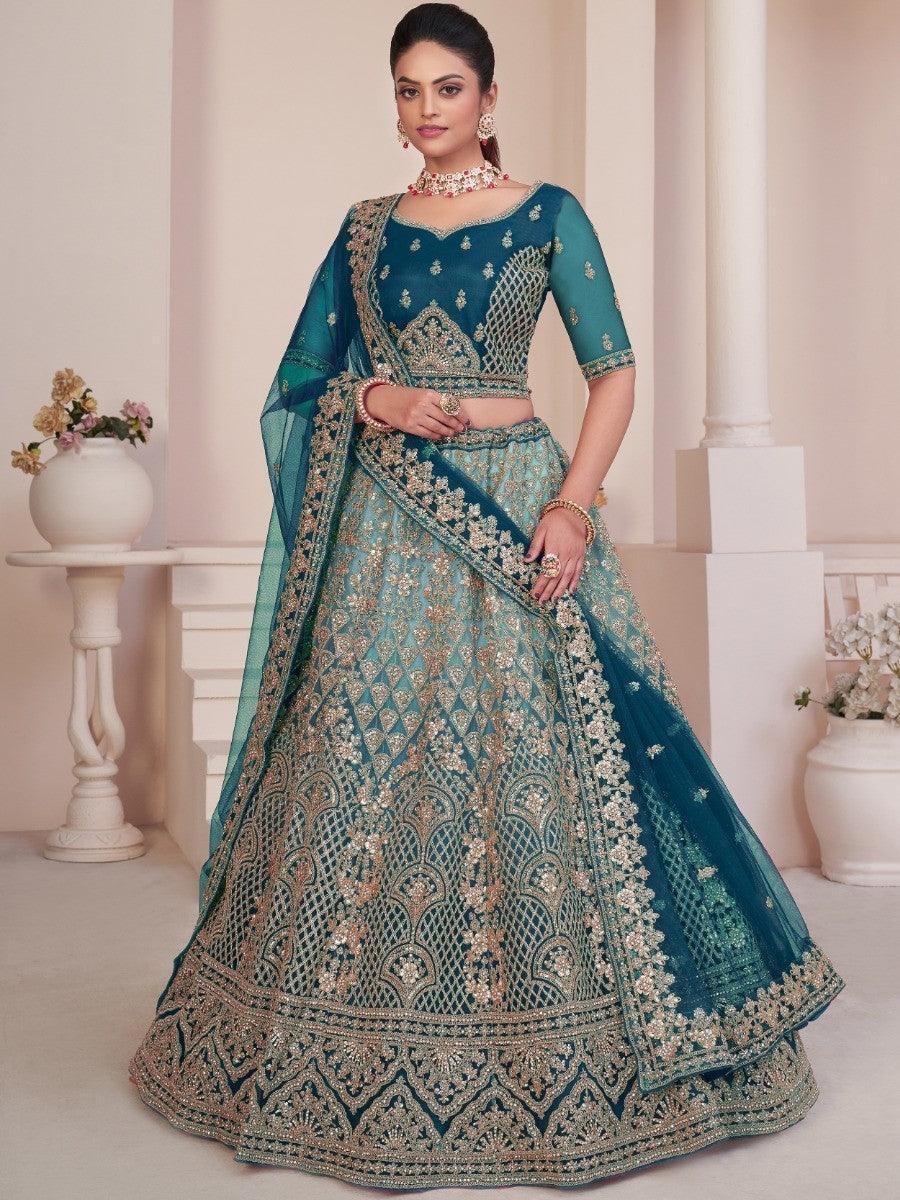 Ravishing Blue Dori Work Net Engagement Wear Lehenga Choli