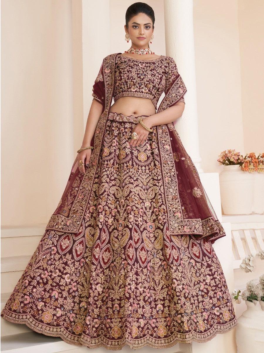 Wonderful Red Dori Work Net Bridal Lehenga Choli With Dupatta