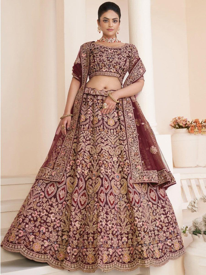 Wonderful Red Dori Work Net Bridal Lehenga Choli With Dupatta