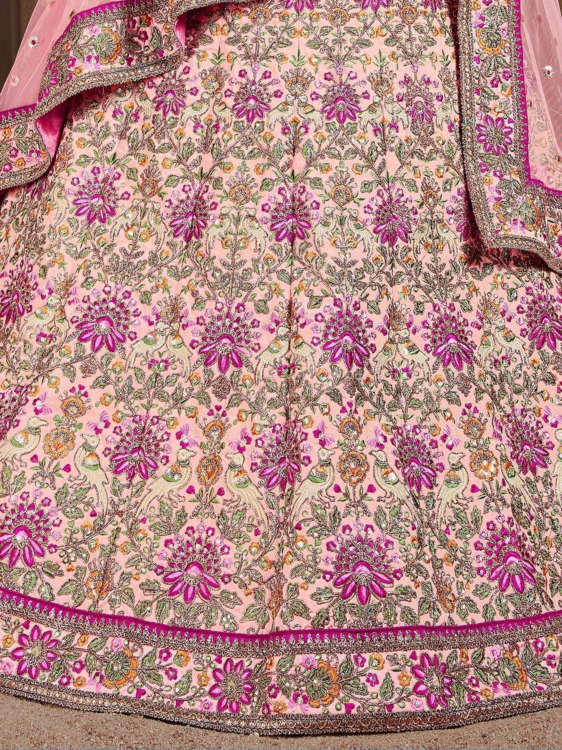 Arresting Pastel Pink Colored Bridal Wear Designer Embroidered Lehenga choli - Zeel Clothing