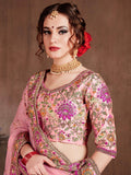 Arresting Pastel Pink Colored Bridal Wear Designer Embroidered Lehenga choli - Zeel Clothing