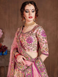 Arresting Pastel Pink Colored Bridal Wear Designer Embroidered Lehenga choli - Zeel Clothing