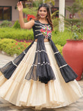 Artistic Black Cotton Navratri Special Lehenga With Gamthi Work Shrug - Zeel Clothing