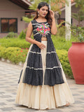 Artistic Black Cotton Navratri Special Lehenga With Gamthi Work Shrug - Zeel Clothing