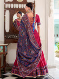 Artistic Hot Pink Gamthi Print Tussar Silk Navratri Special Lehenga Choli - Zeel Clothing