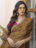 Artistic Mustard Yellow Floral Printed Silk Wedding Wear Saree With Blouse - Zeel Clothing