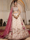 Artistic Peach Multi Thread Work Tissue Wedding Wear Lehenga Choli - Zeel Clothing