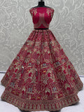 Artistic Pink Sequins Embroidery Silk Bridal Lehenga Choli With Double Dupatta