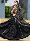Astonishing Black Cotton Navratri Wear Lehenga Choli With Dupatta - Zeel Clothing