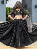Astonishing Black Cotton Navratri Wear Lehenga Choli With Dupatta - Zeel Clothing