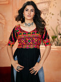 Astonishing Black Embroidered Rayon Navratri Wear Long Kurti - Zeel Clothing