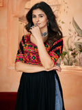 Astonishing Black Embroidered Rayon Navratri Wear Long Kurti - Zeel Clothing