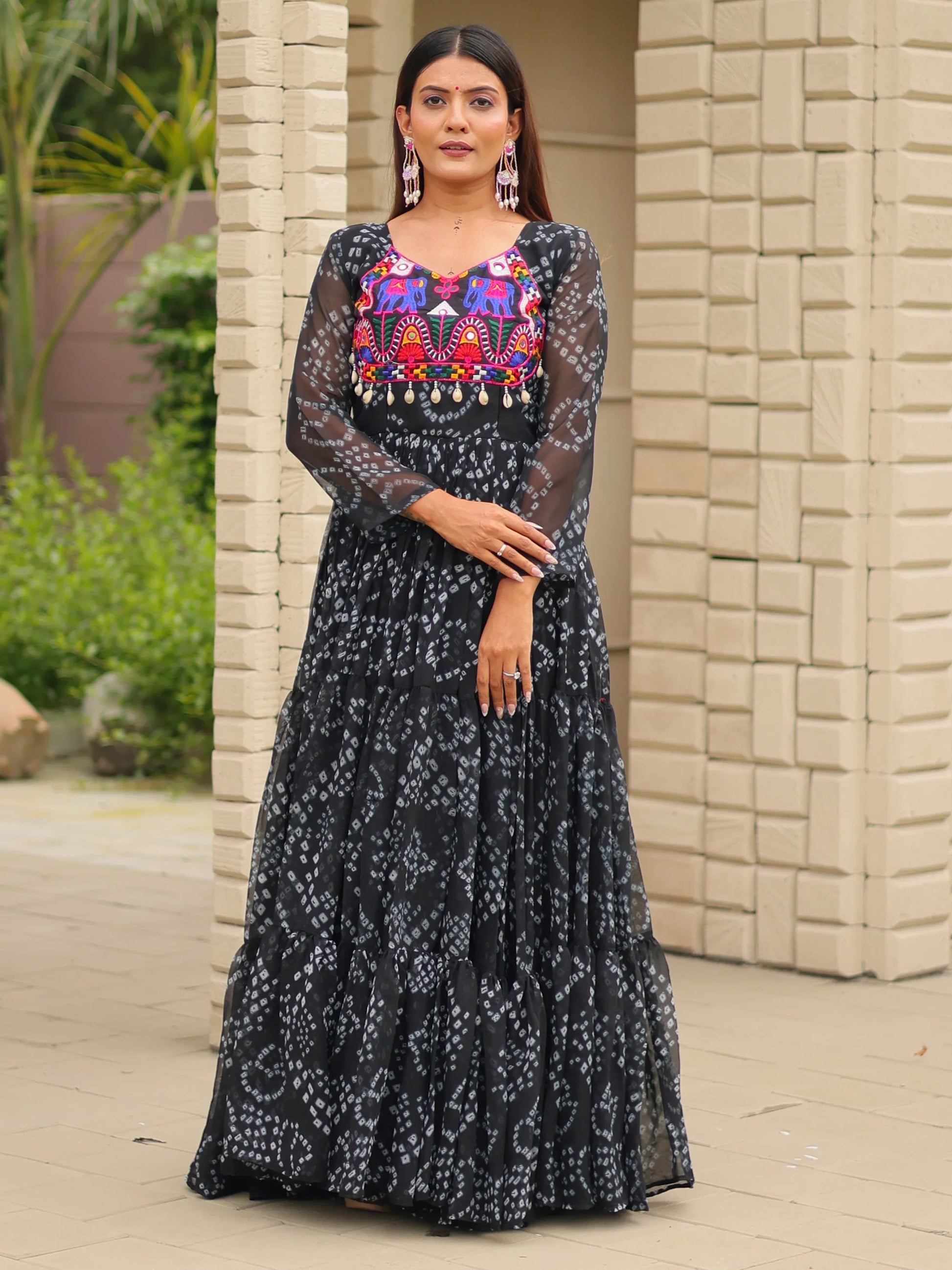 Astonishing Black Gamthi Work Georgette Festive Wear Gown