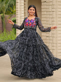 Astonishing Black Gamthi Work Georgette Festive Wear Gown