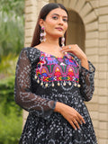Astonishing Black Gamthi Work Georgette Festive Wear Gown