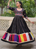 Astonishing Black Multi Thread Work Roman Silk Traditional Gown - Zeel Clothing