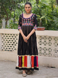Astonishing Black Multi Thread Work Roman Silk Traditional Gown - Zeel Clothing