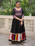 Astonishing Black Multi Thread Work Roman Silk Traditional Gown - Zeel Clothing