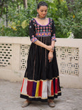 Astonishing Black Multi Thread Work Roman Silk Traditional Gown - Zeel Clothing