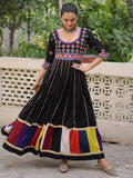 Astonishing Black Multi Thread Work Roman Silk Traditional Gown - Zeel Clothing