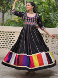 Astonishing Black Multi Thread Work Roman Silk Traditional Gown - Zeel Clothing