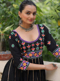 Astonishing Black Multi Thread Work Roman Silk Traditional Gown - Zeel Clothing